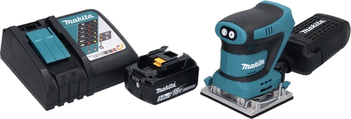 Makita DBO482RT1 Vlakschuurmachine 18V - 112x102mm - 5.0Ah Accu + Lader