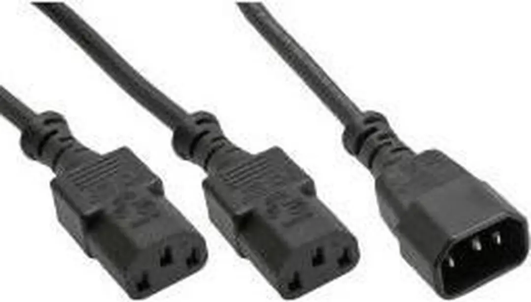 InLine C13-C14 Y-stroomkabel 3m - 2x1,50m + 2x1,00mm Zwart