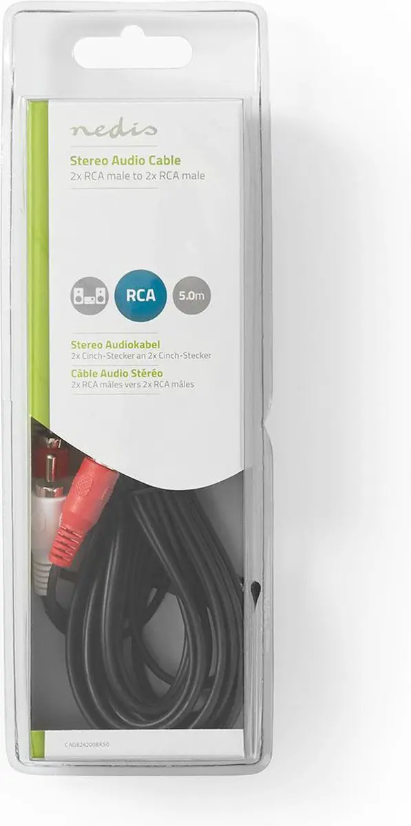 Nedis Stereo-Audiokabel RCA Male - 5m - Zwart