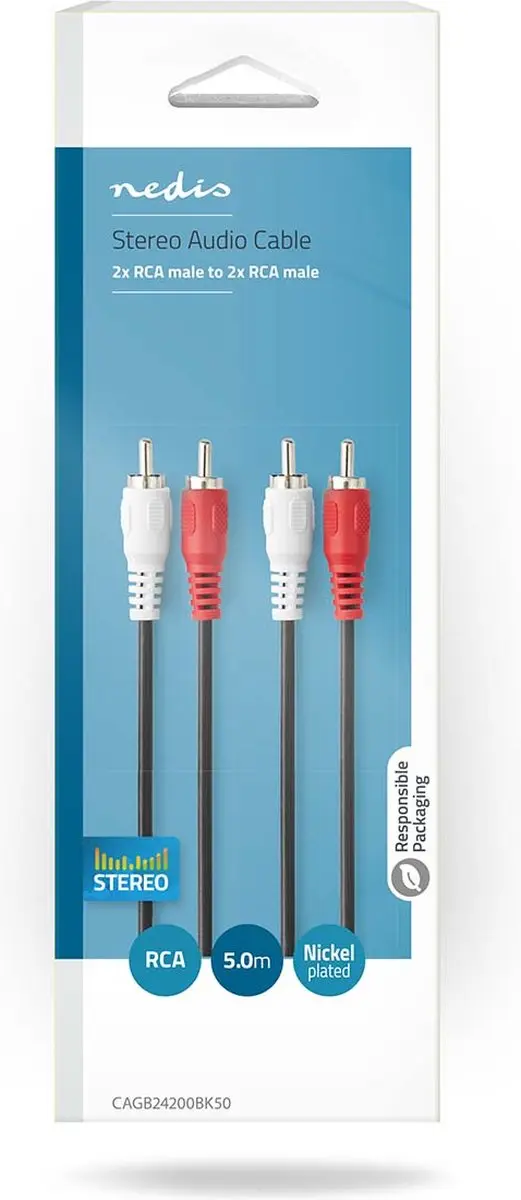 Nedis Stereo-Audiokabel RCA Male - 5m - Zwart