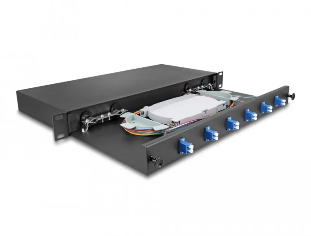 Delock 19" Optische Fiber Splice Box 6xLC Duplex OS2 - Zwart