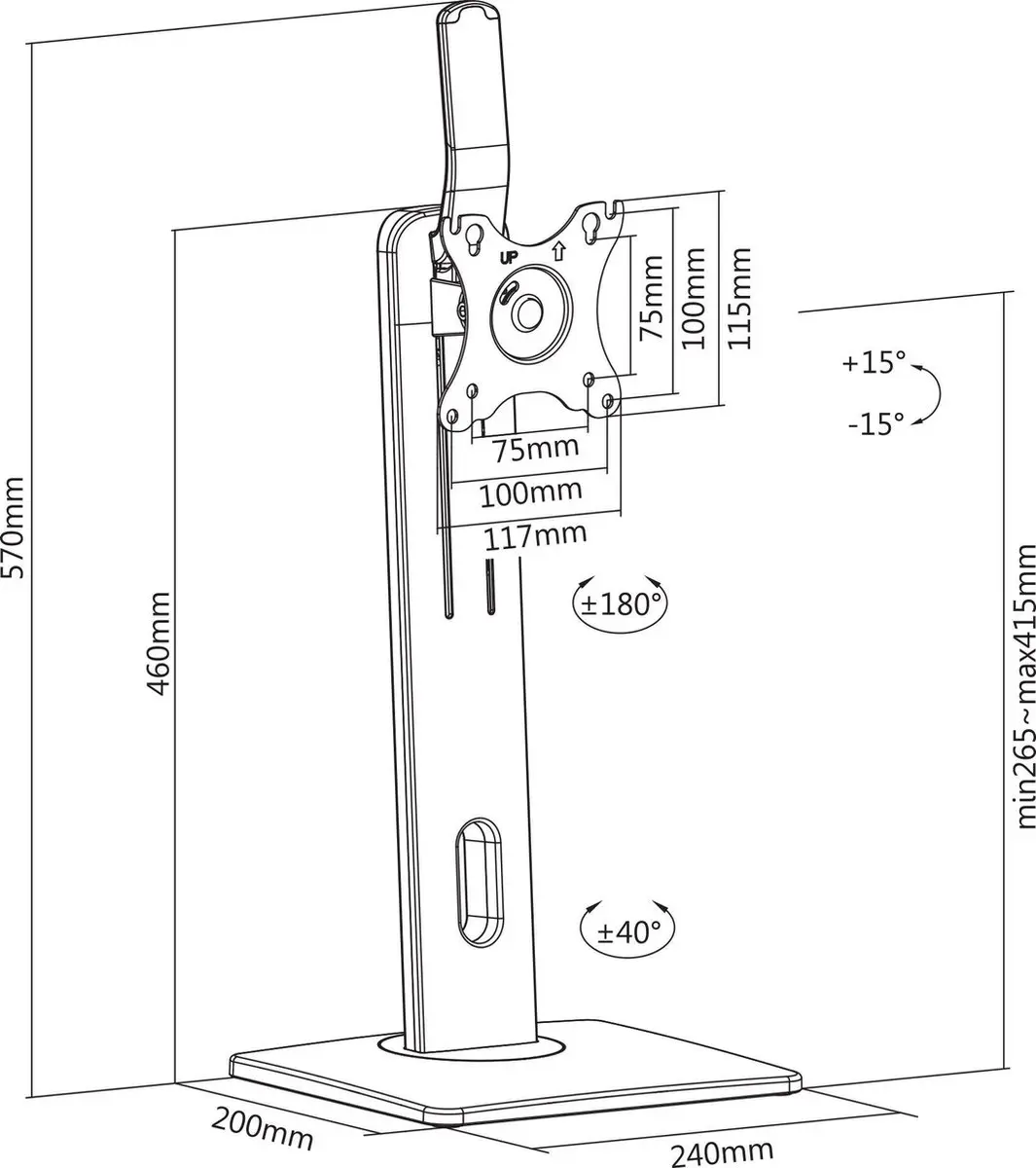 Deltaco ARM-0310 Bureaustandaard - 17-32" - Zwart