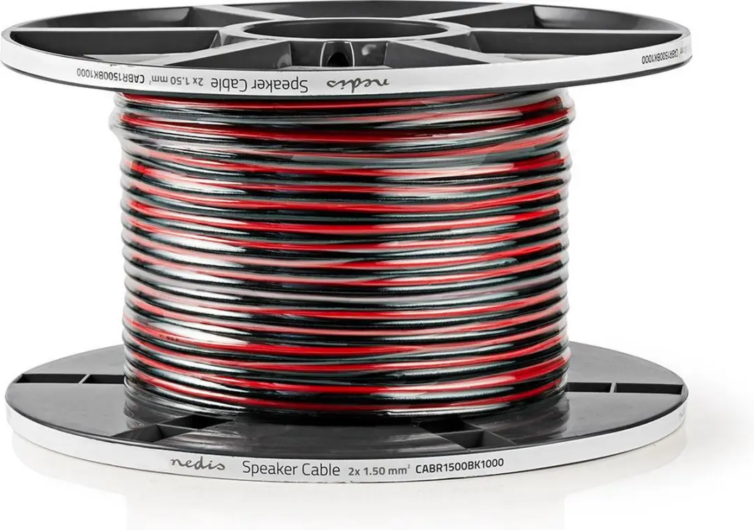 Nedis Speaker-Kabel CABR1500BK1000 100m - 2x1,50mm² - Rood/Zwart