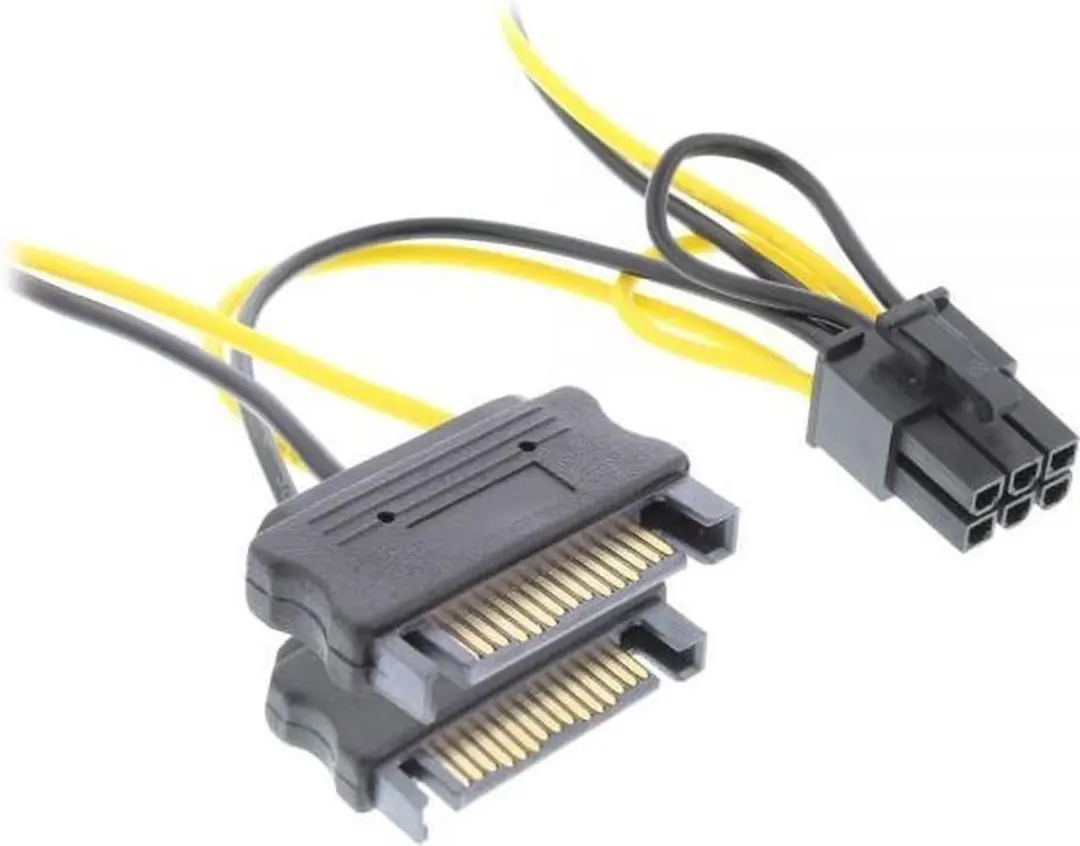 InLine PCIe 6-pins naar 2x SATA Voedingsadapter 0,15m