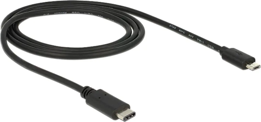 Delock USB-C naar USB 2.0 Micro Kabel 1m - Zwart