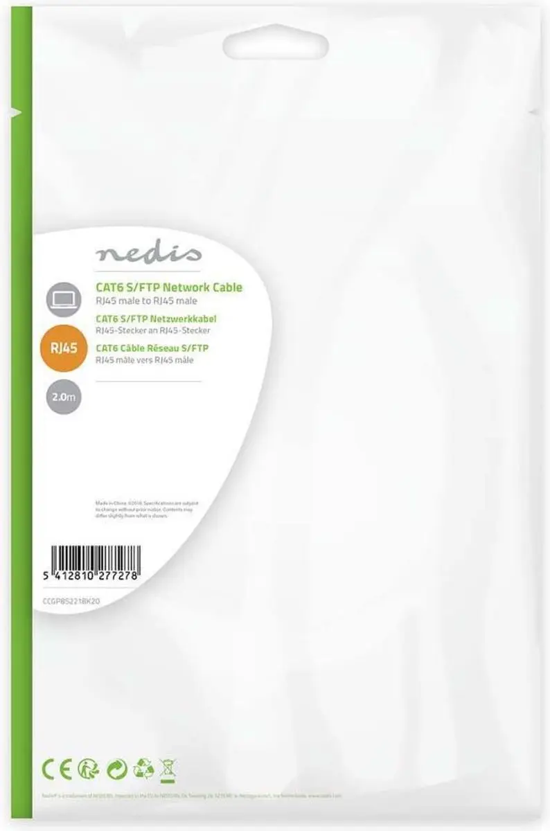 Nedis CAT6 Netwerkkabel CCGP85221BK20 - 2m - Zwart
