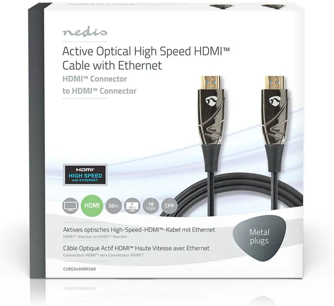 Nedis CVBG3400BK500 HDMI-Kabel 4K@60Hz 18Gbps 50m - Zwart
