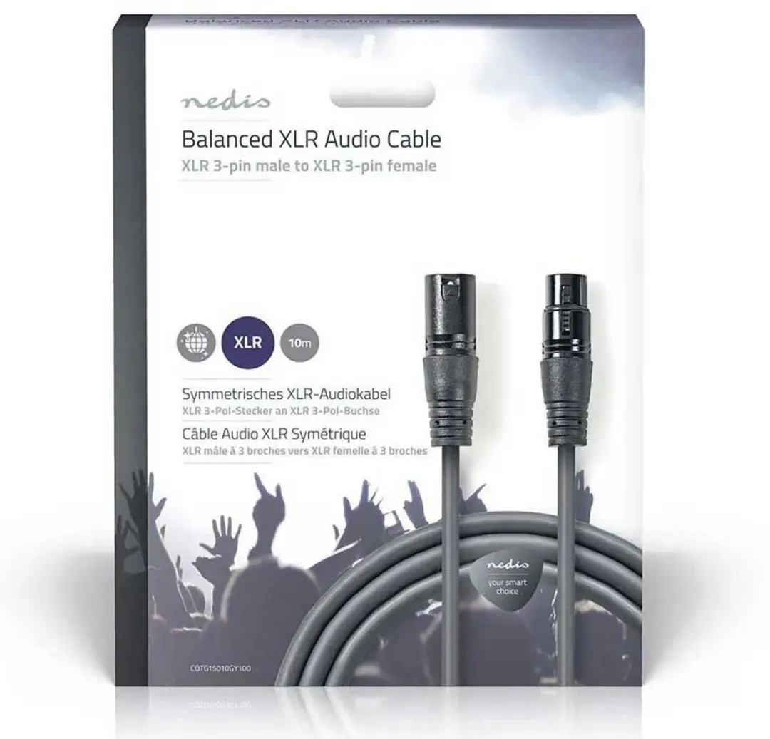 Nedis Gebalanceerde Audiokabel XLR 3-Pins 10m - Donkergrijs