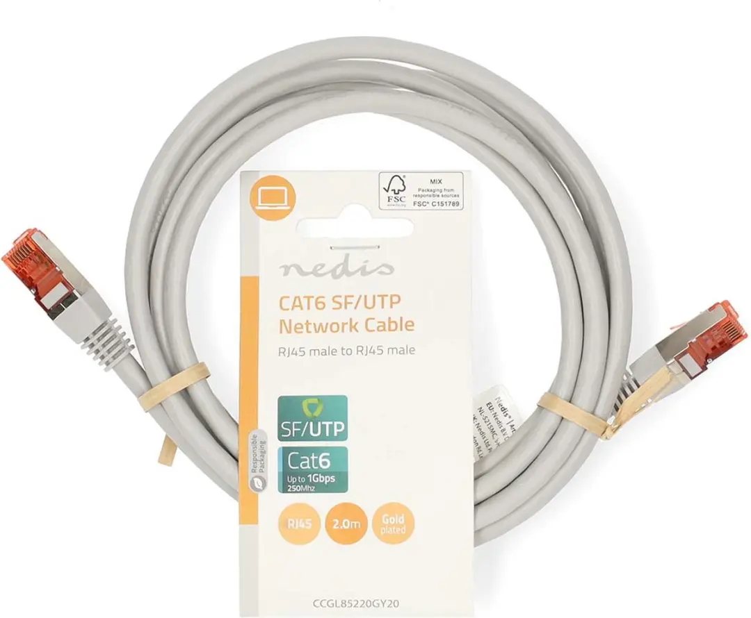 Nedis CAT6 Netwerkkabel CCGL85220GY20 - 2m - Grijs
