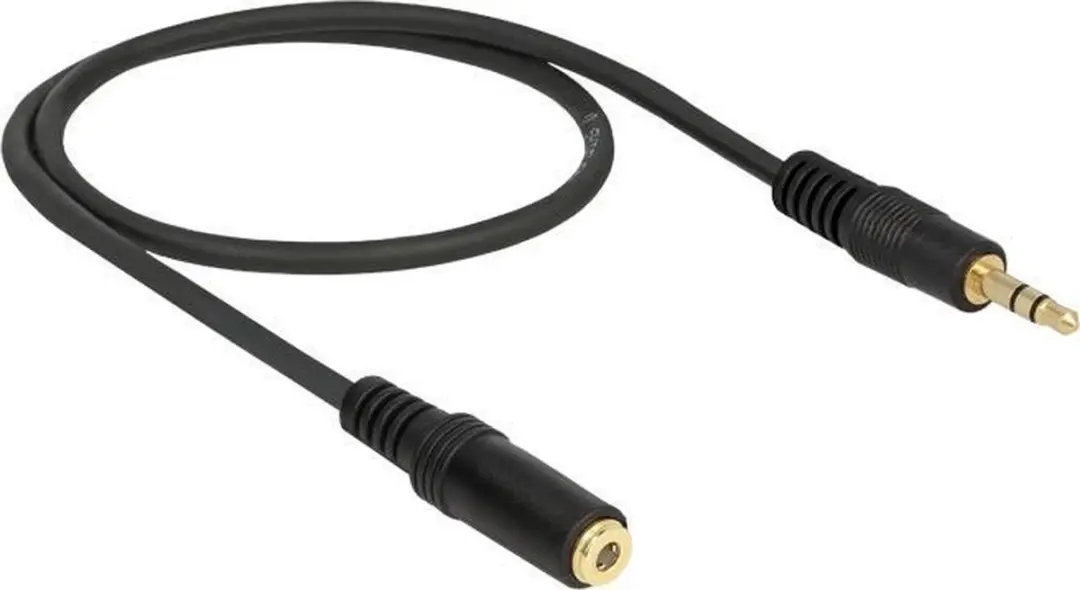 Delock 3,5mm Jack Stereo Audio Verlengkabel - 0,5m - Verguld/Zwart