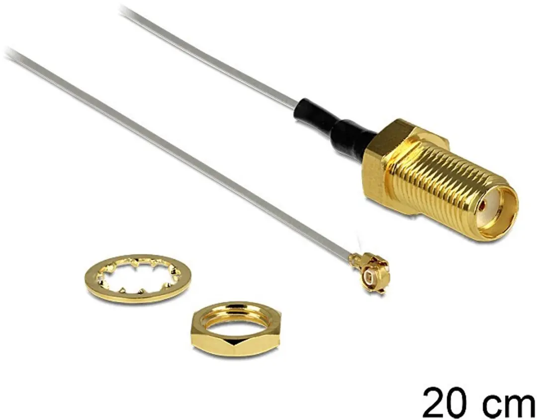 Delock MHF II SMA Kabel - Micro Coax 0,81mm - 50 Ohm - 0,20m