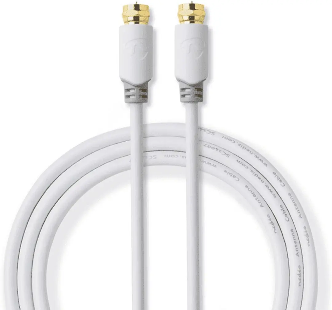 Nedis F-Male Antennekabel 75 Ohm 2.00m - Verguld - Wit