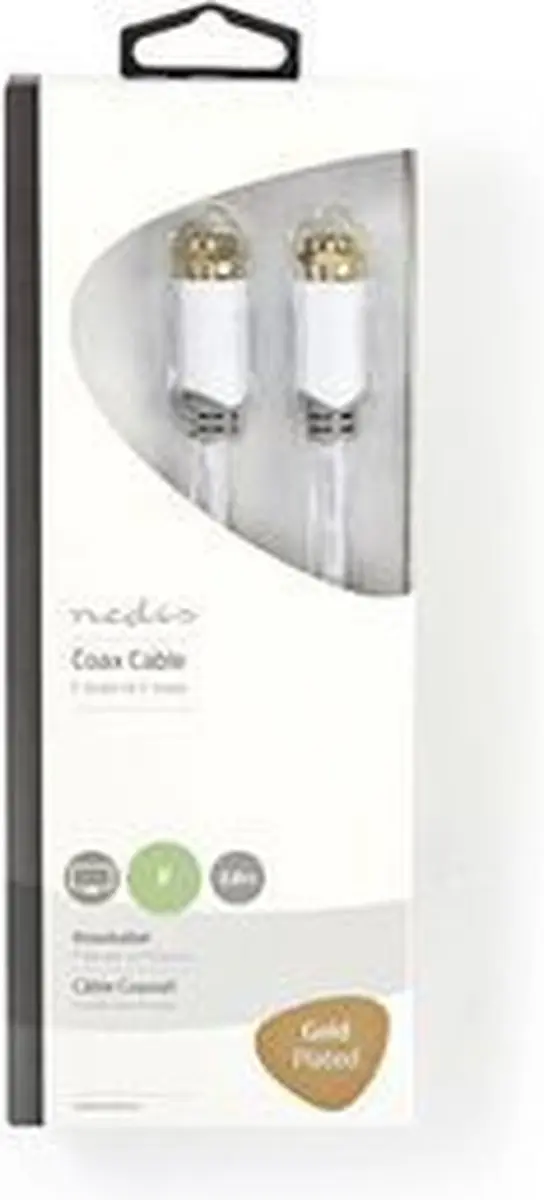 Nedis F-Male Antennekabel 75 Ohm 2.00m - Verguld - Wit - afbeelding 6 van 6