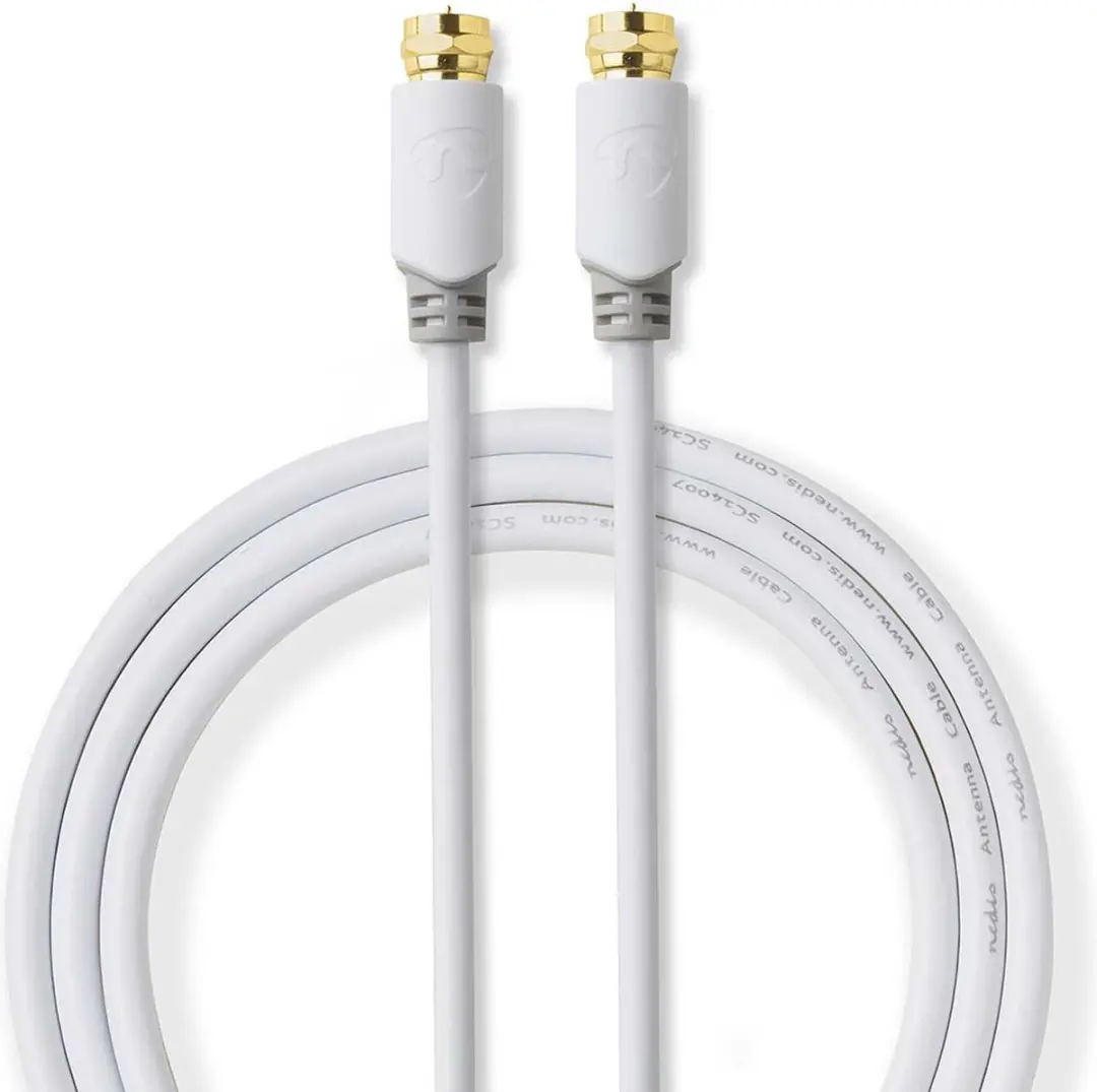 Nedis F-Male Antennekabel 75 Ohm 2.00m - Verguld - Wit