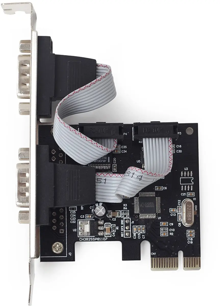 Gembird SPC-22 2-poorts Seriële PCIe Insteekkaart - Zwart