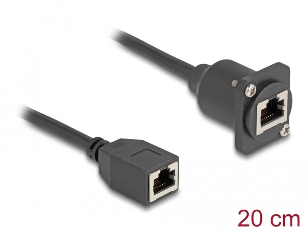 Delock D-Type RJ45 Kabel 20cm - Zwart