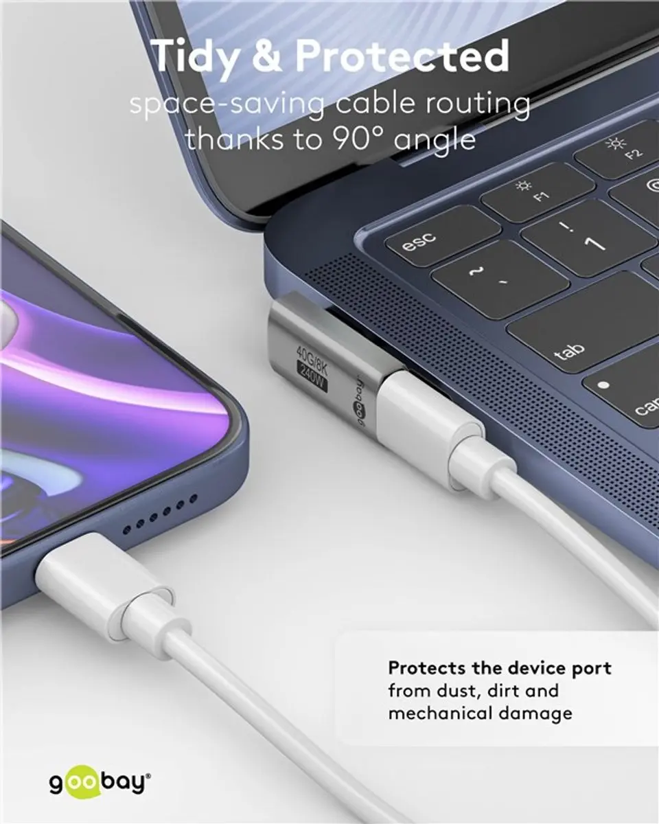 Goobay USB4 Haakse USB-C Adapter - Zilver