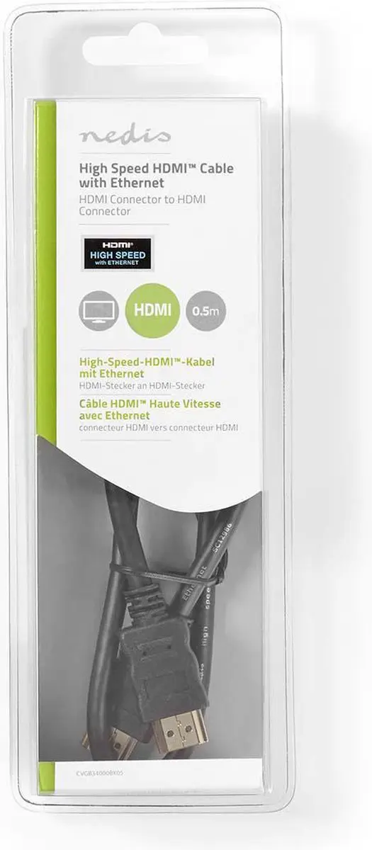 Nedis HDMI-Kabel CVGB34000BK100 10m - 4K@30Hz - ARC - 10.2 Gbps - Zwart