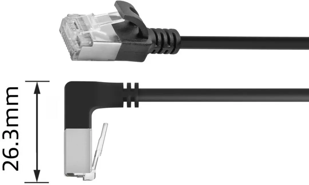 ACT DA3930 Patchkabel CAT6A U/FTP 0.15m - RJ45 recht naar 90° - Zwart - afbeelding 6 van 6