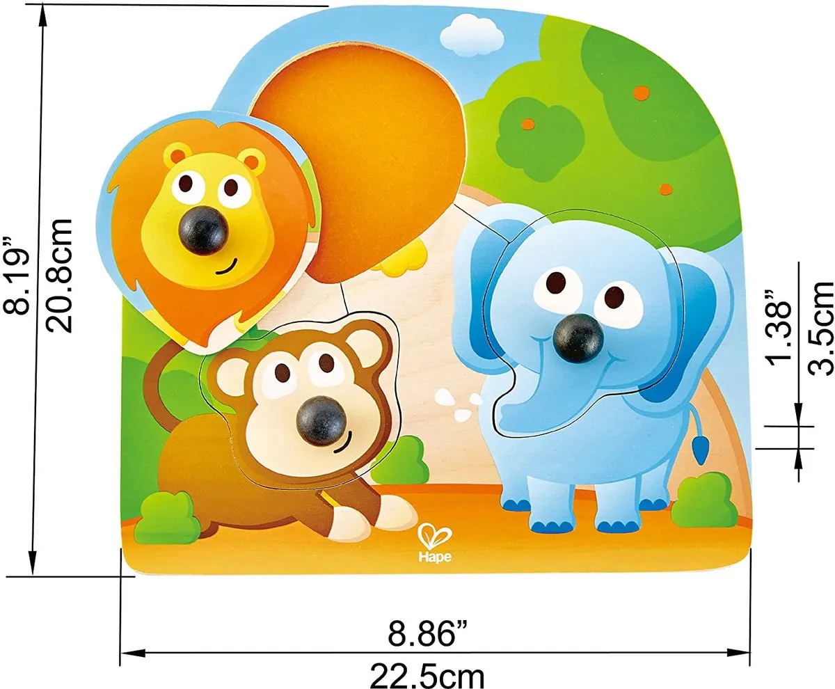 Hape Knopfpuzzle Dschungeltiere - 4 Stuks - Veelkleurig
