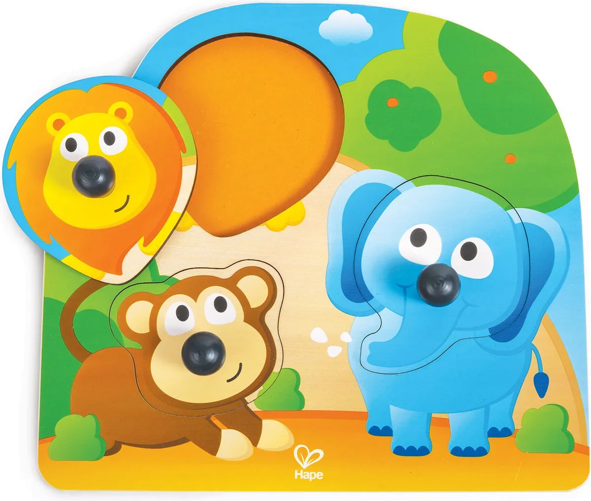 Hape Knopfpuzzle Dschungeltiere - 4 Stuks - Veelkleurig