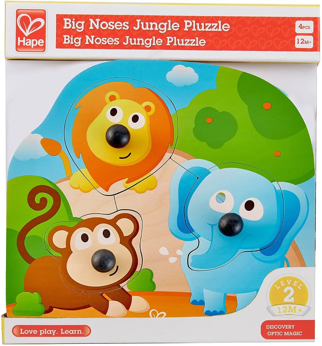 Hape Knopfpuzzle Dschungeltiere - 4 Stuks - Veelkleurig