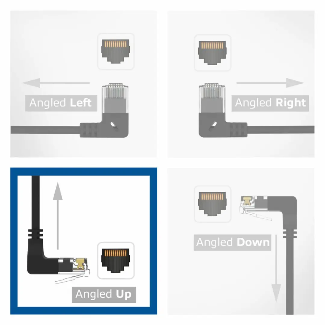 ACT DD6901 Patchkabel CAT6A 1m - 90° haaks naar 90° haaks - Zwart