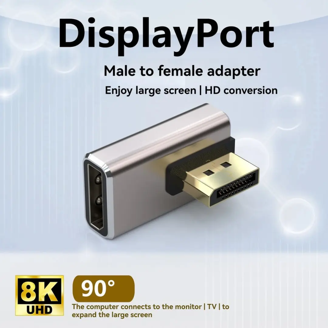 NÖRDIC DisplayPort Haakse Adapter DP-403 - 8K60Hz - Grijs