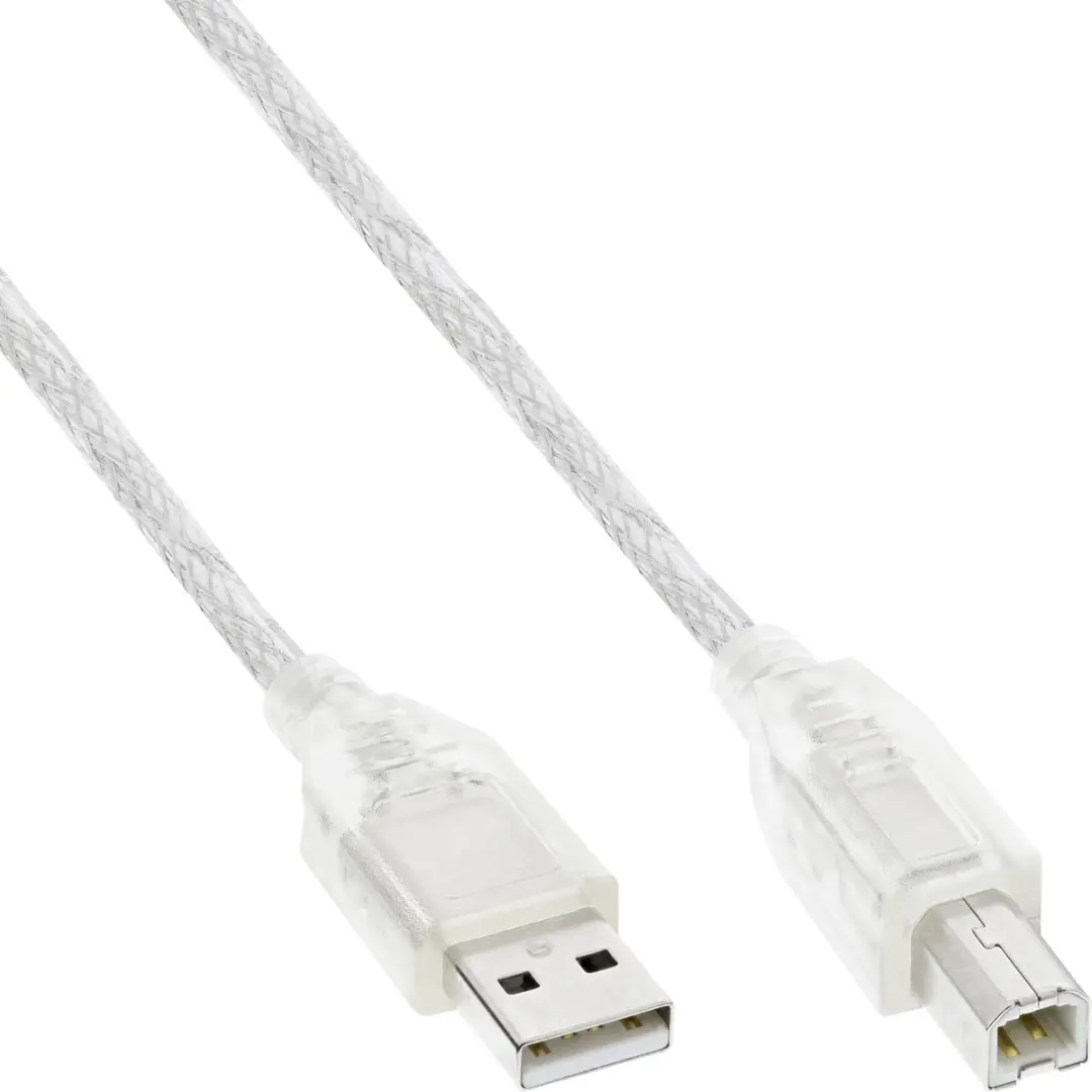 InLine USB naar USB-B Kabel 2.0 - 0,5m - 2A - Transparant