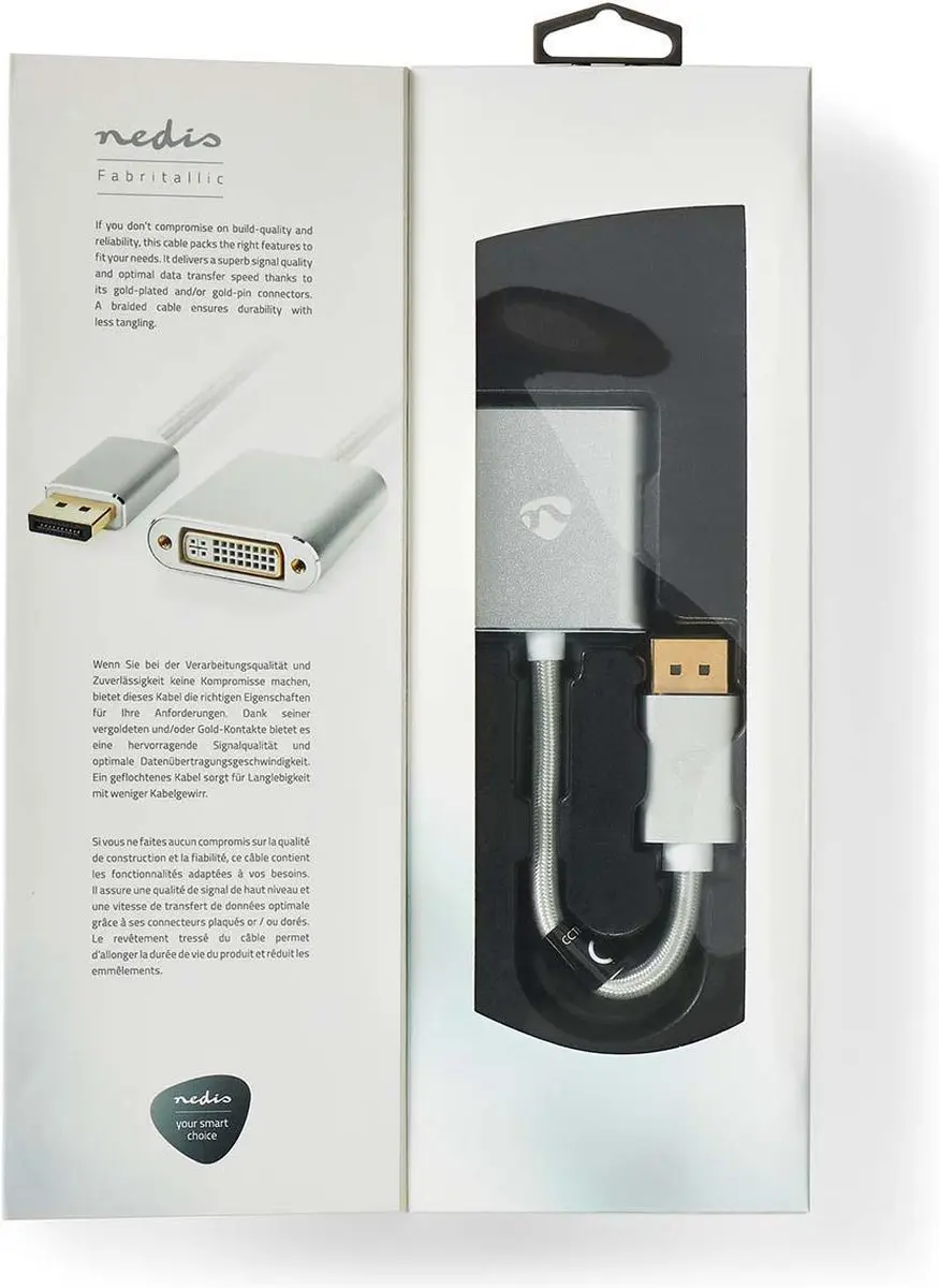 Nedis DisplayPort naar DVI-D Kabel 1080p - 0,2m - Verguld - Zilver - afbeelding 6 van 6