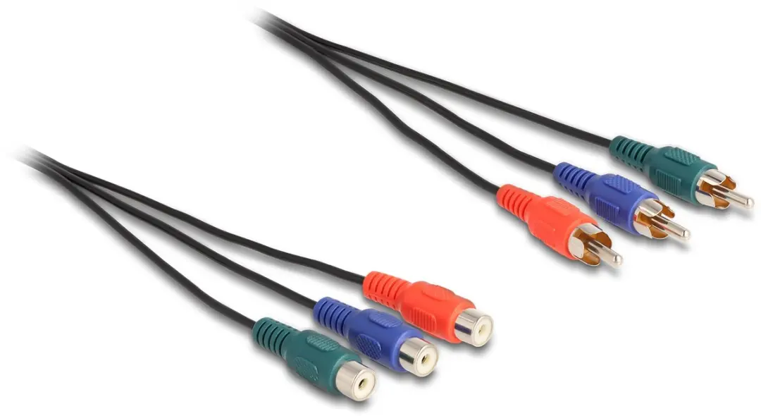 Delock RCA RGB Kabel 3x M naar 3x V 1m