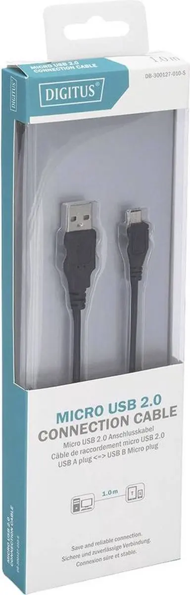 Digitus USB 2.0 Kabel USB-A naar Micro-B 1m - Zwart - afbeelding 6 van 6