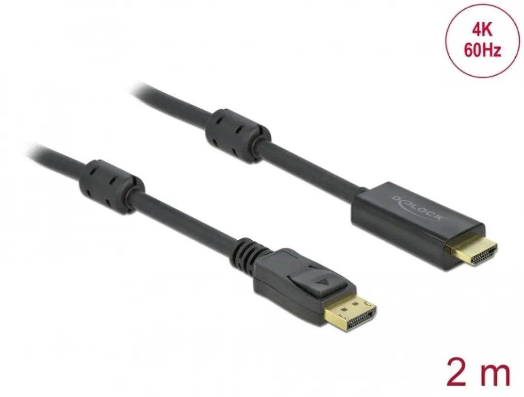 Delock DisplayPort - HDMI Kabel 4K 60Hz 2m - Zwart