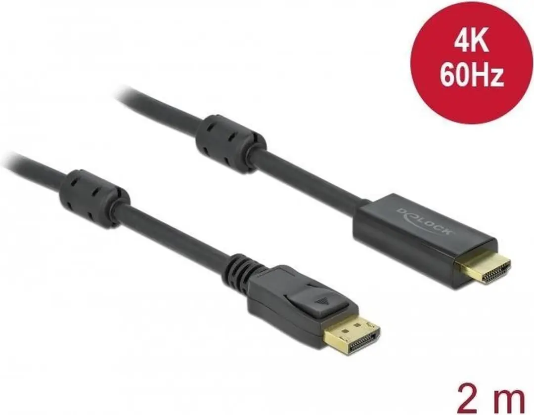 Delock DisplayPort - HDMI Kabel 4K 60Hz 2m - Zwart