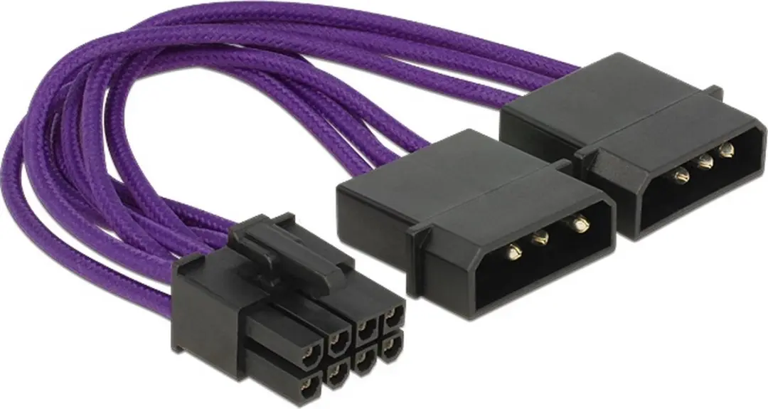 Delock PCIe 8-pins naar 2x Molex 4-pins Adapter