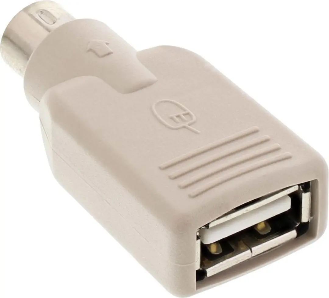 InLine Mini DIN 6-pins PS/2 naar USB-A Adapter - Beige