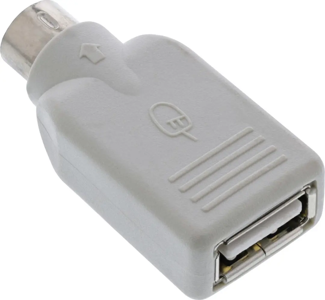 InLine Mini DIN 6-pins PS/2 naar USB-A Adapter - Beige