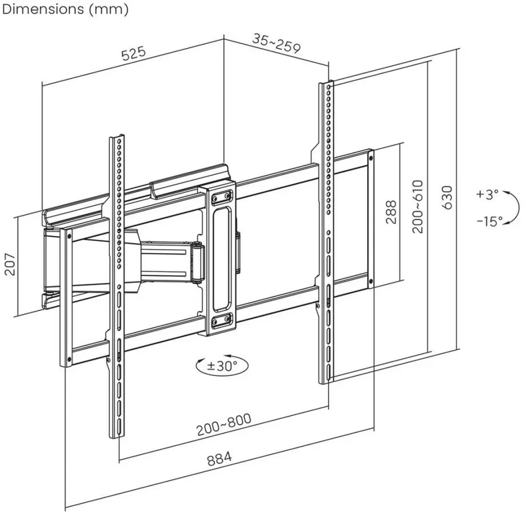 SpeaKa Professional SP-TVM-1400 TV-Beugel 127-254cm Kantelbaar & Zwenkbaar - Zwart