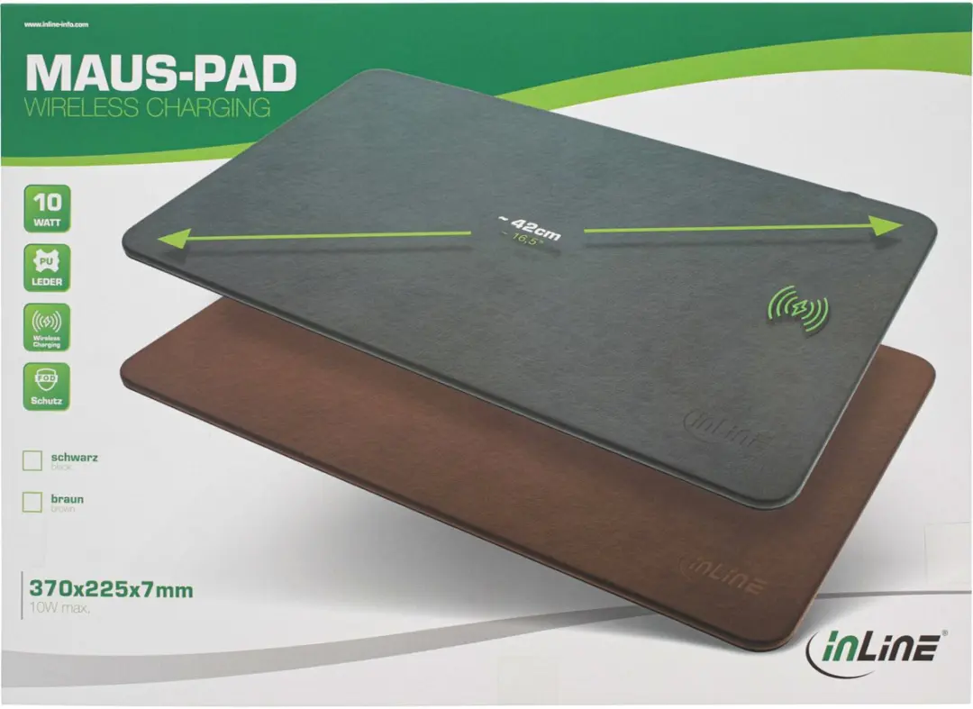 InLine Mousepad Draadloos Opladen 370x225mm - Zwart