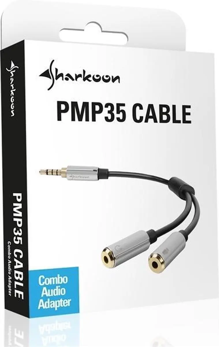 Sharkoon 0.12m Audio Kabel 3.5mm - Zwart/Zilver