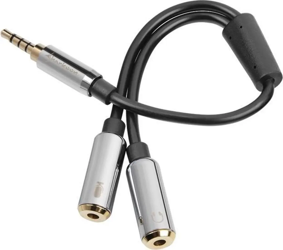 Sharkoon 0.12m Audio Kabel 3.5mm - Zwart/Zilver