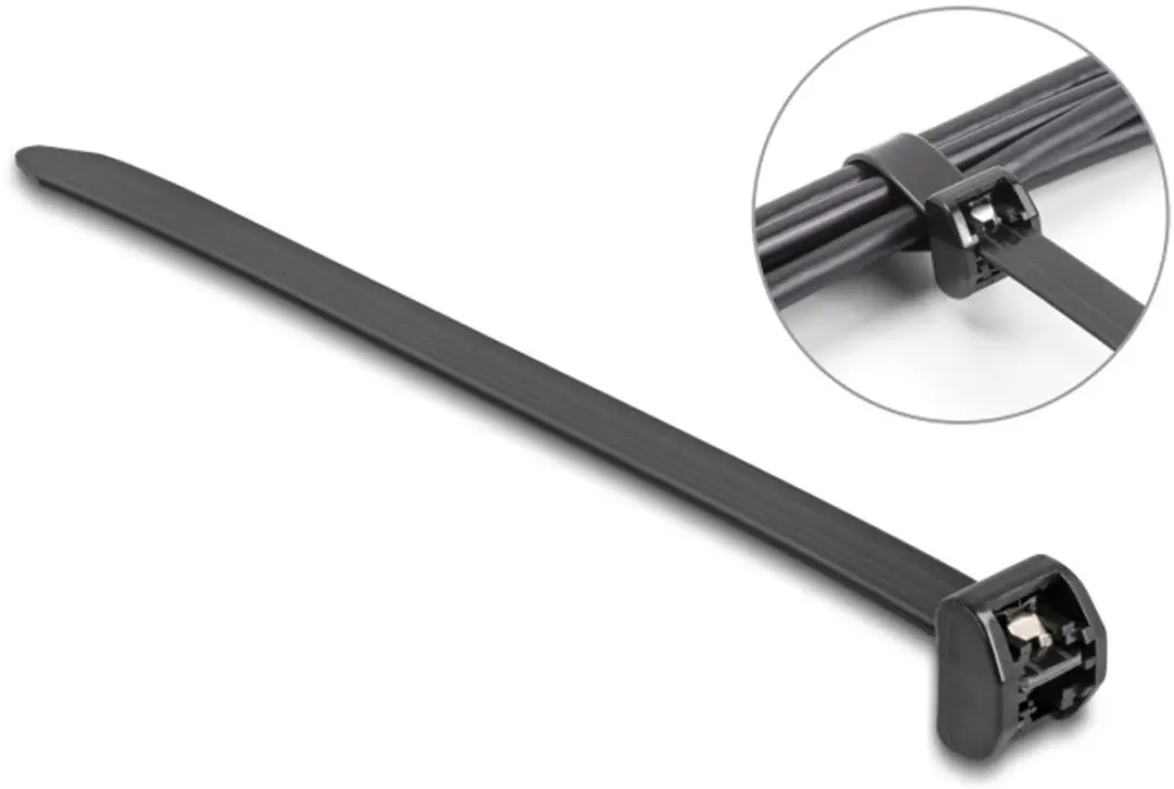 Delock Kabelbinders met metalen lip 406x12,7mm - 10 Stuks - Zwart