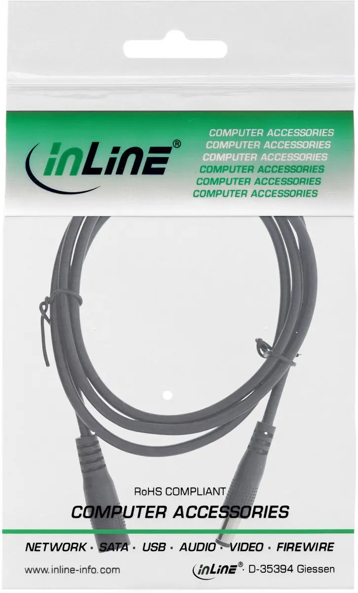 InLine DC Verlengkabel 5,5x2,1mm 140W AWG18 - 0,5m