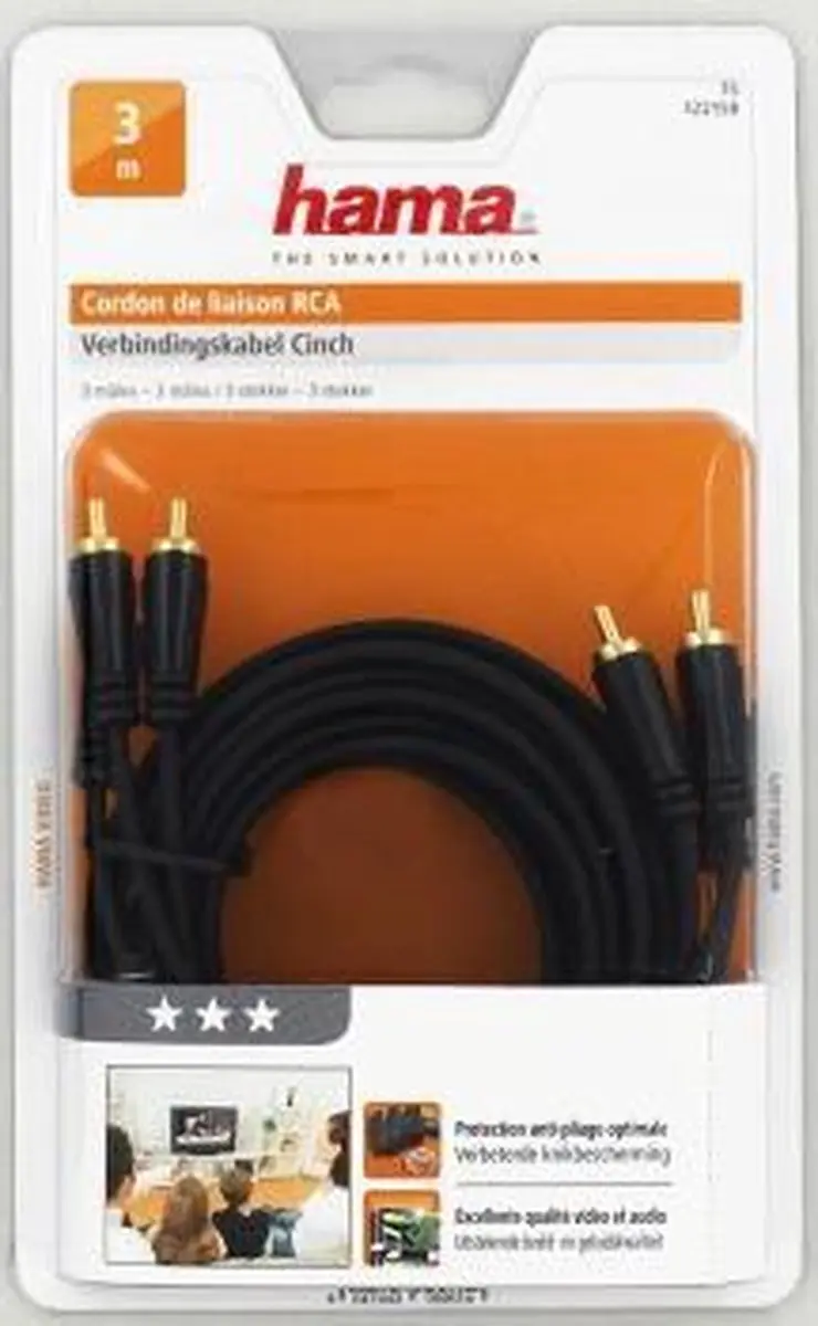 Hama Cinch Kabel Gold 3M - 3xRCA