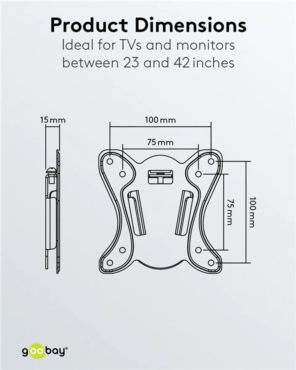 Goobay TV Muurbeugel 23-42" - Vast - Tot 25kg - Zwart