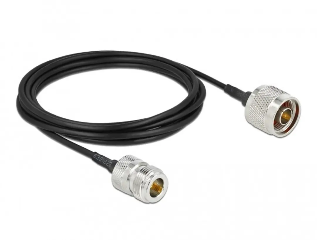 Delock Antennekabel N-plug naar N-bus - LMR/CFD100 - 3m - Zwart