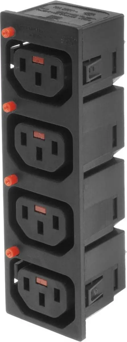 ACT C13 IEC Lock Net Entree PA135015BK4 - 4x Uitgang - Zwart