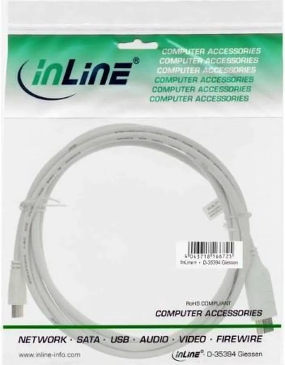 InLine Mini DisplayPort 1.2 naar HDMI 1.4 Kabel 4K 30Hz - 0,5m - Wit