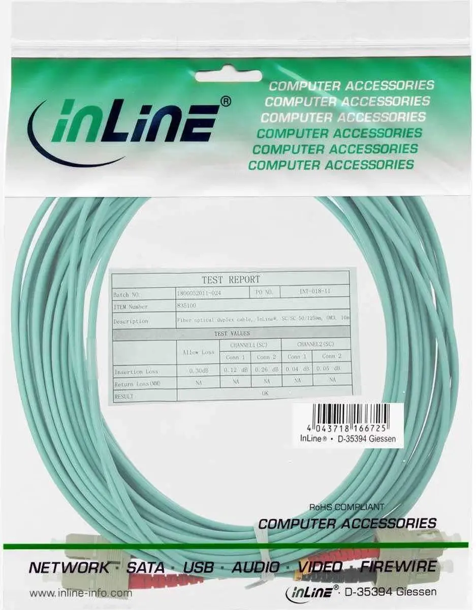 InLine SC Duplex OM3 Glasvezelkabel 7,5m - Blauw