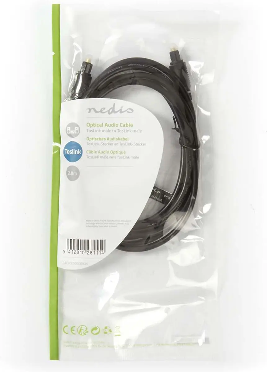 Nedis Optische Audiokabel CAGP25000BK20 - 2m - Zwart - afbeelding 6 van 6